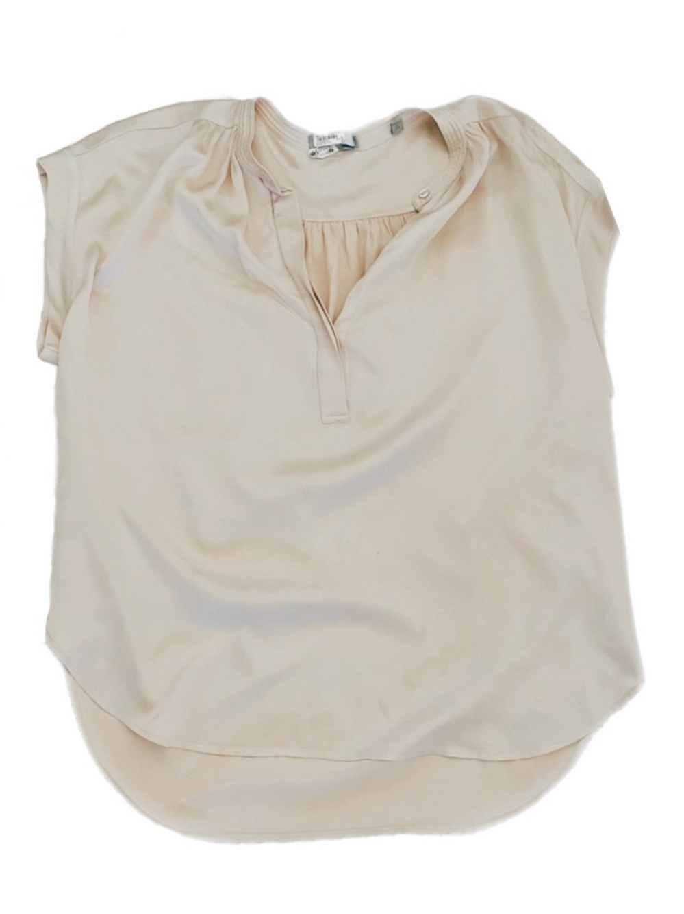 Vince Light Taupe Dolman Cap Sleeve V-Neck Silk Blouse